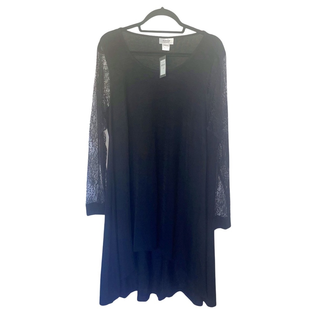 avenue studios Hi Lo Tunic Black Long Sleeve Lace Dress Size 22/24 NWT